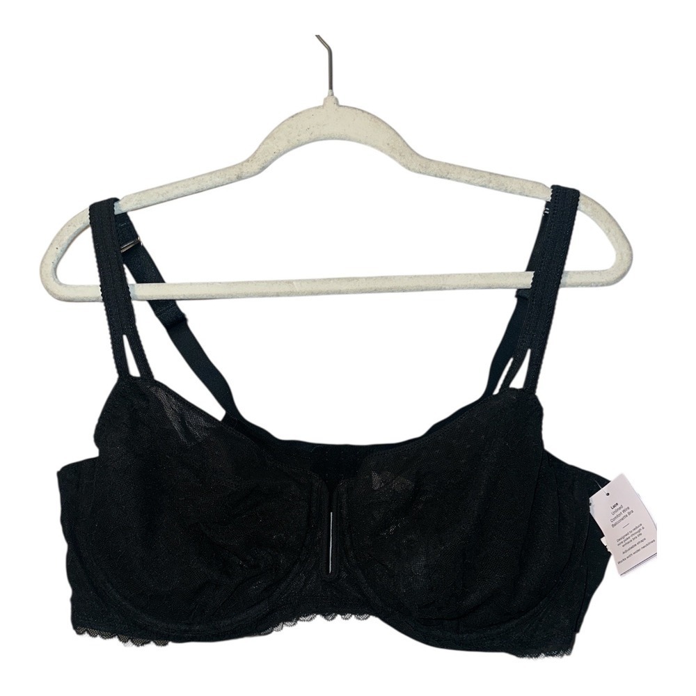 Auden Black Lace Unlined Comfort Wire Balconette Bra, 44D - Picture 2 of 6